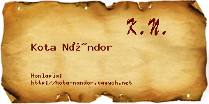 Kota Nándor névjegykártya
